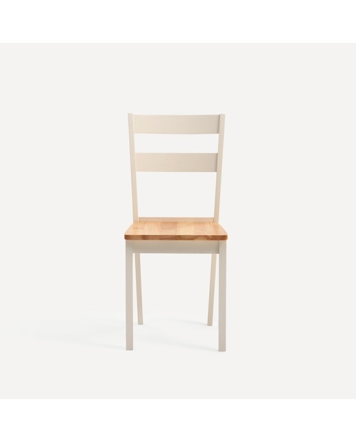 Silla de madera de hevea Dover - Blanco / Natural Blanco / Natural-2