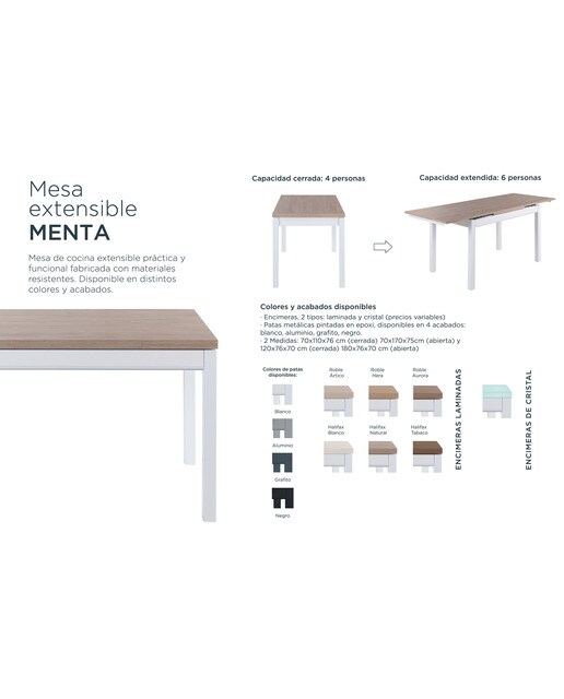 Mesa Extensível com Superfície Laminada Menta Branco / Natural-6