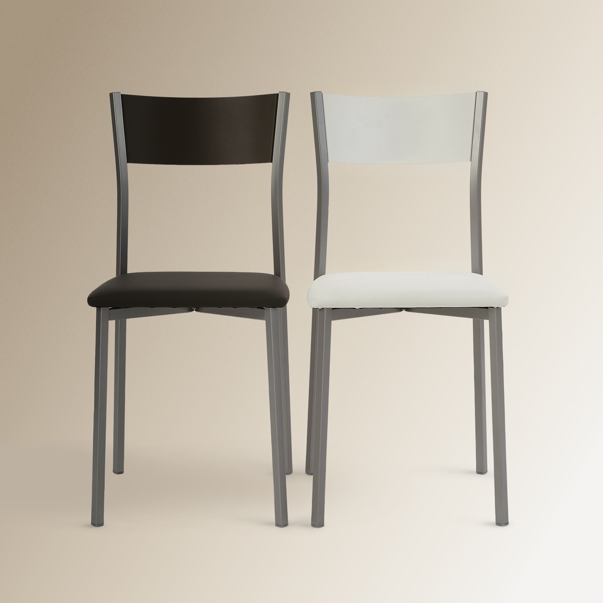 Silla en símil piel Gabi - Blanco Grafito-6