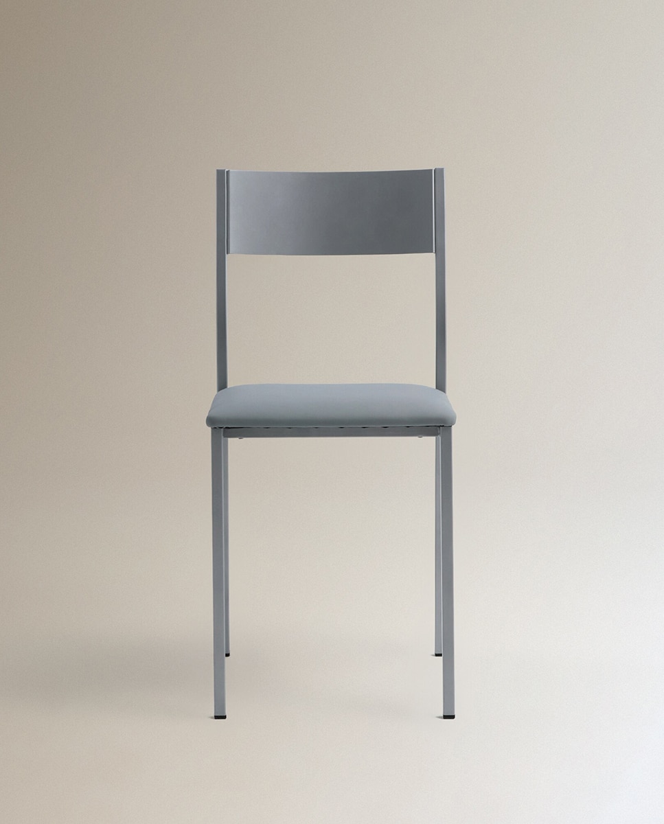 Silla en símil piel Vania - Gris claro Gris claro-3