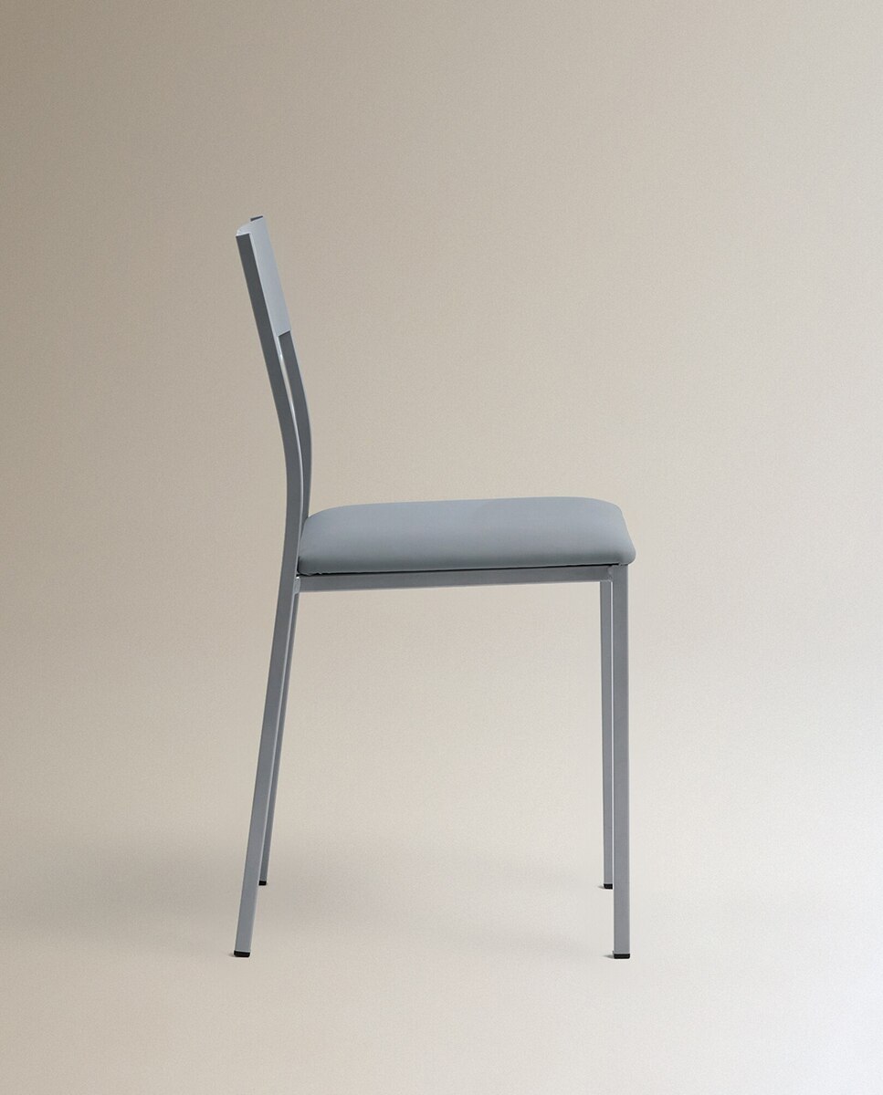 Silla en símil piel Vania - Gris claro Gris claro-4
