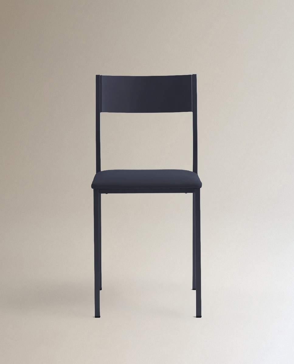 Silla en símil piel Vania - Azul Azul-3