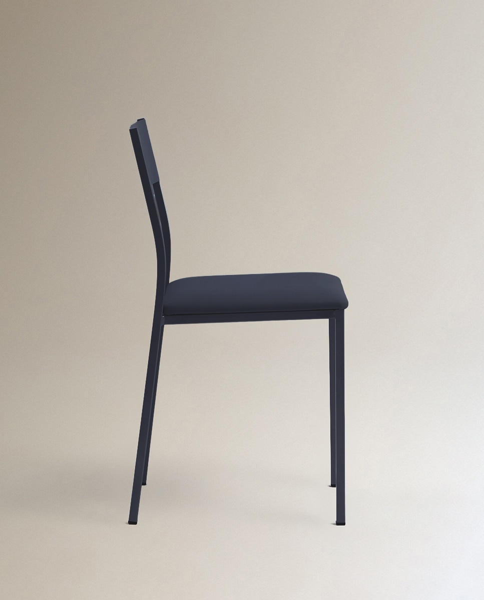 Silla en símil piel Vania - Azul Azul-4