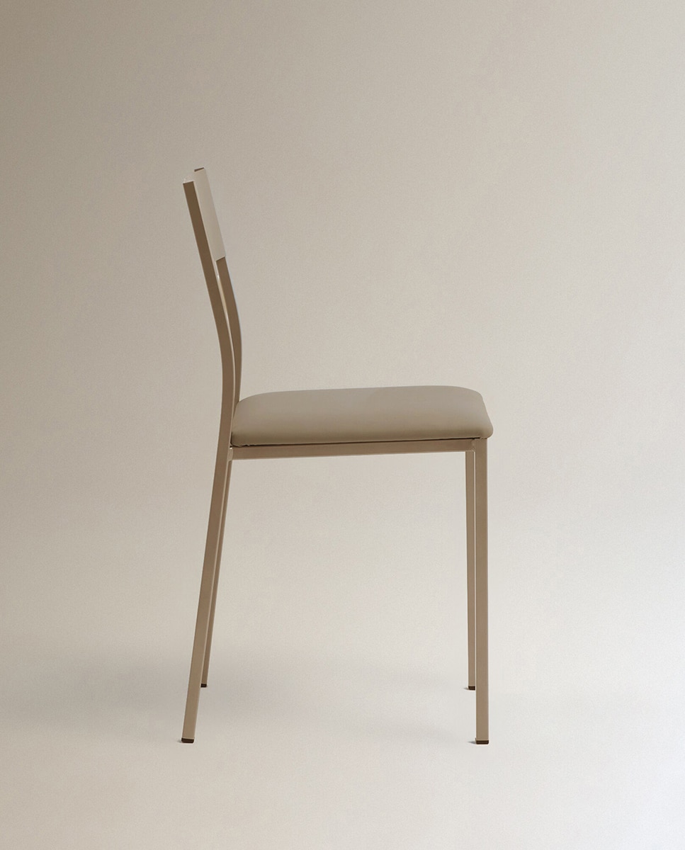 Silla en símil piel Vania - Crema Crema-4