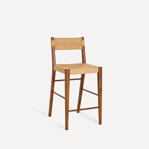 Taburete con respaldo de madera de acacia Kendal
