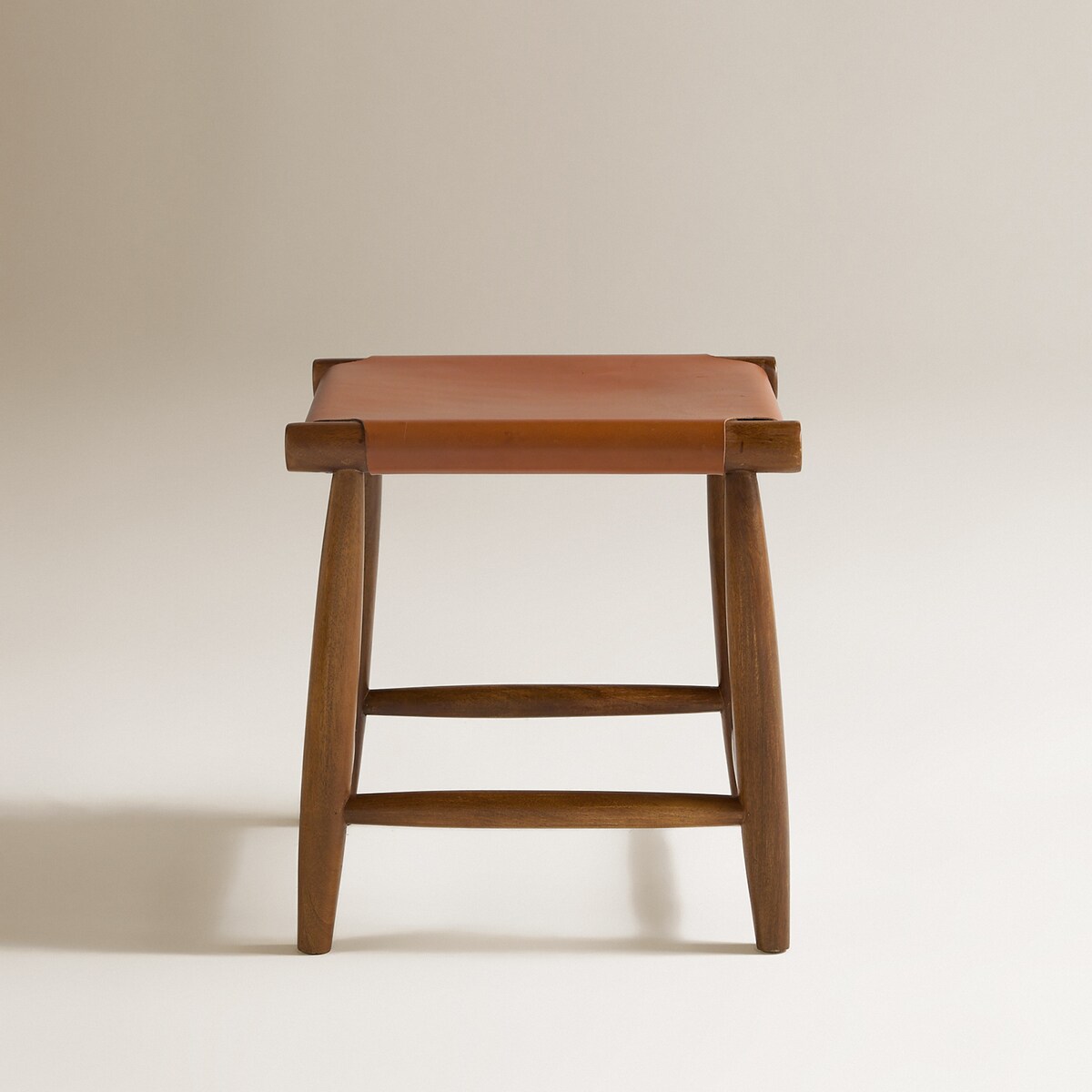 Banco de Madeira de Acácia e Pele Rusty Nogueira-3