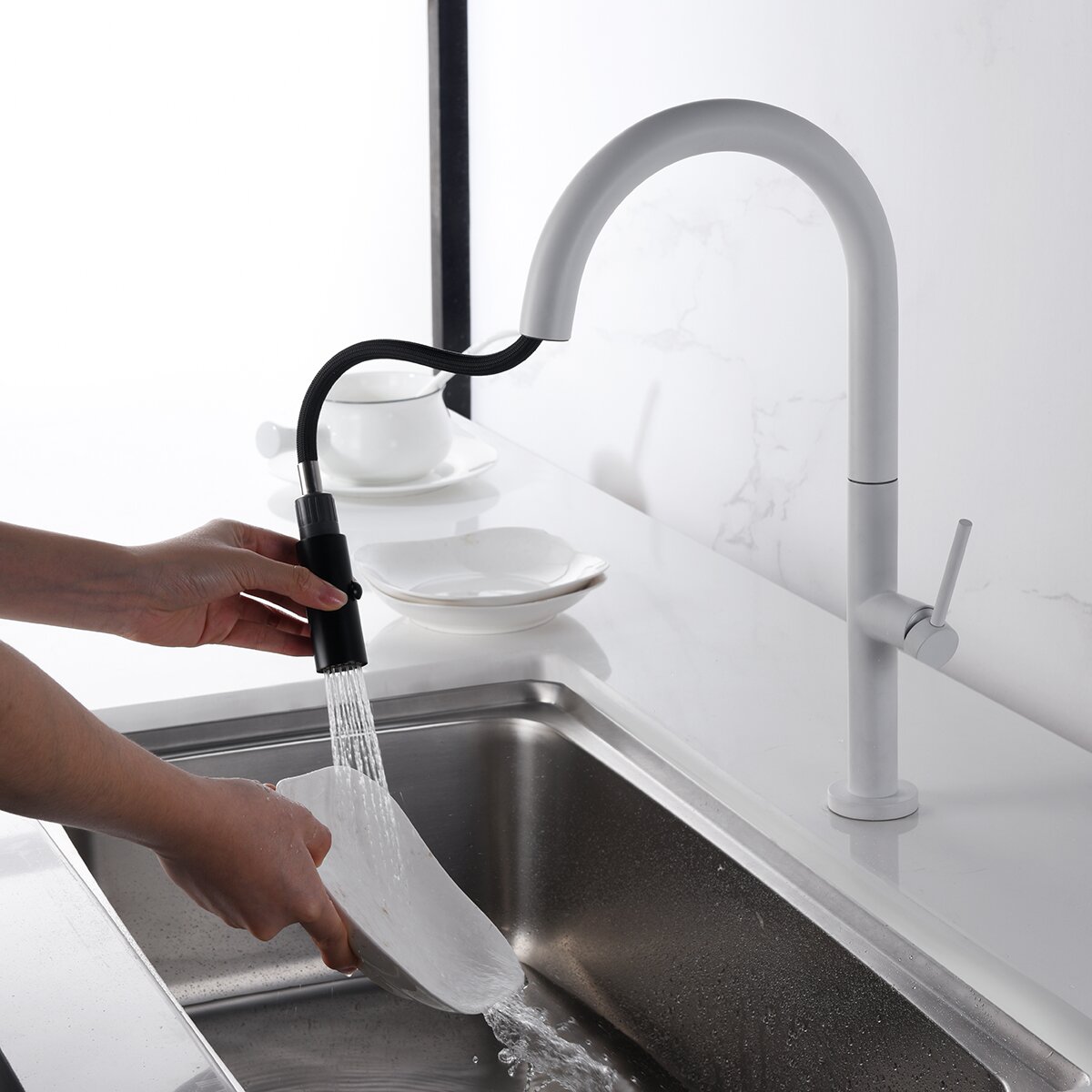 Grifo de cocina monomando Samoa Imex - Blanco mate Blanco mate-2