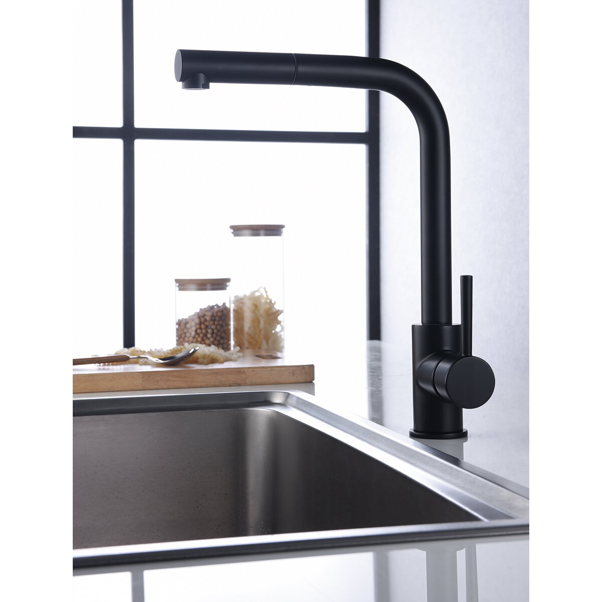 Grifo de cocina monomando Malta Imex - Negro mate Negro mate-1