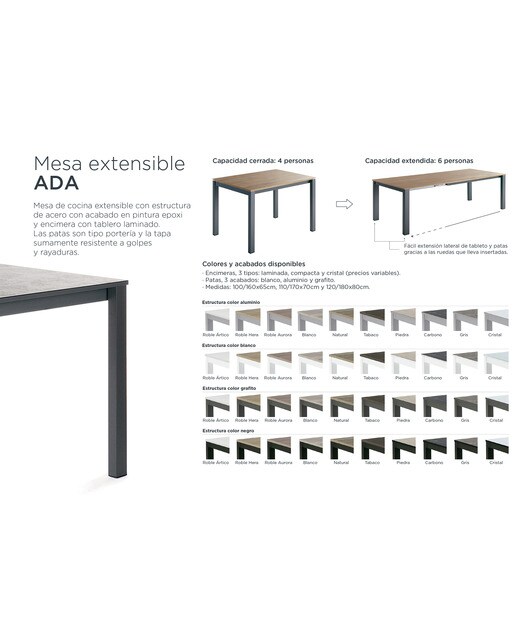 Mesa Extensível com Superfície de Vidro Ada Preto/ Vidro-2