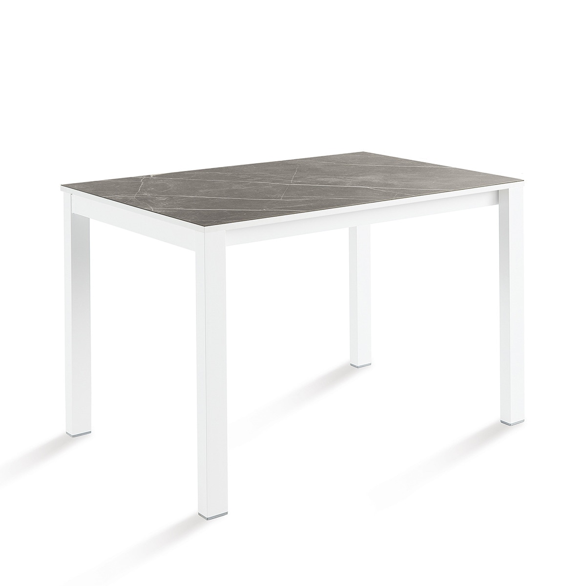 Mesa extensible con superficie compacta Ada - Blanco / Gris 70 x 110 cm Blanco / Gris-1