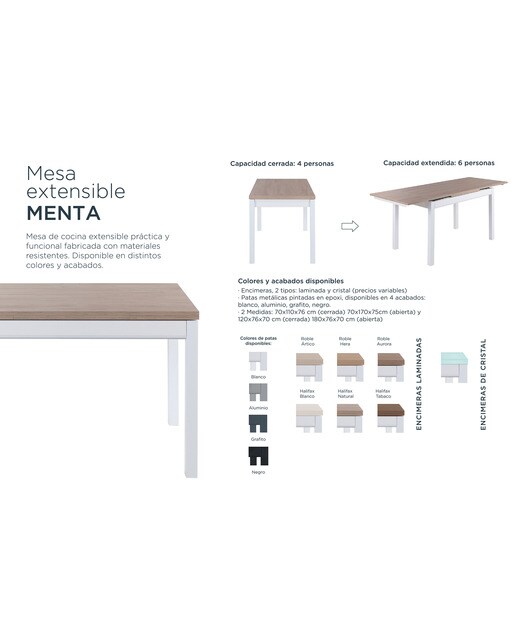 Mesa Extensível com Superfície Laminada Menta Alumínio/Carvalho Aurora-2