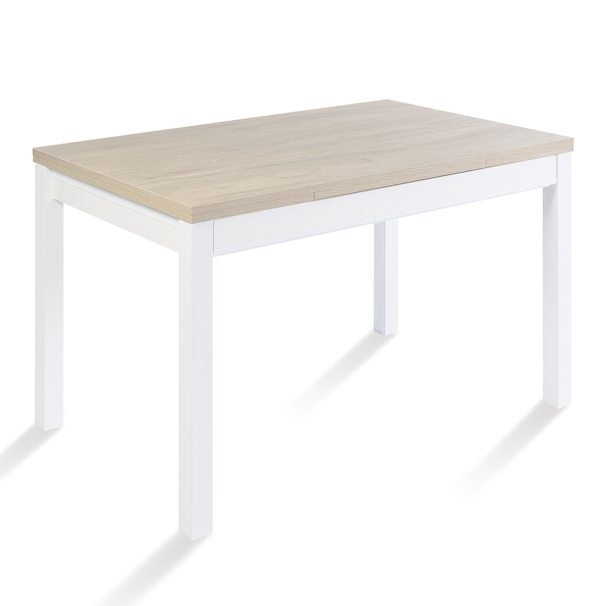Mesa extensible con superficie laminada Menta - Blanco / Roble aurora 80 x 120 x 76 cm Blanco / Roble aurora-1