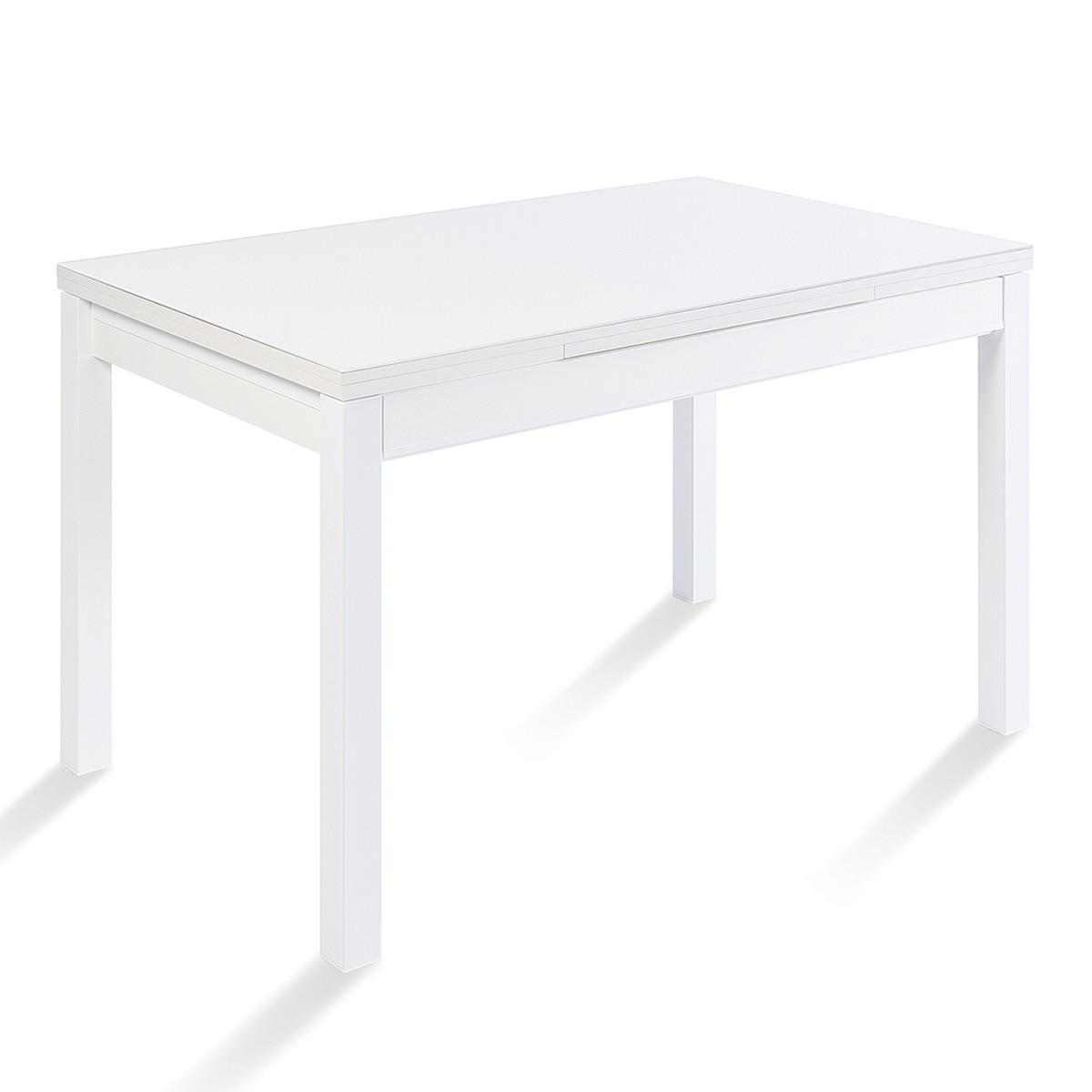 Mesa extensible con superficie de cristal Menta - Blanco / Blanco 70 x 110 x 76 cm Blanco / Blanco-1