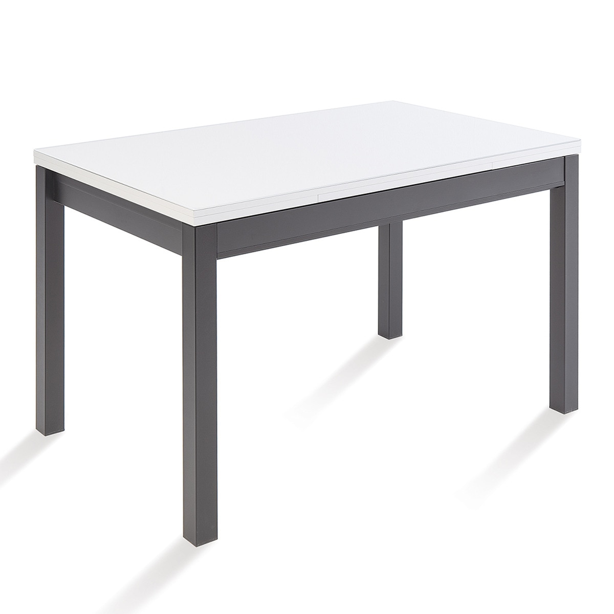 Mesa extensible con superficie de cristal Menta - Grafito / Blanco 70 x 110 x 76 cm Grafito / Blanco-1
