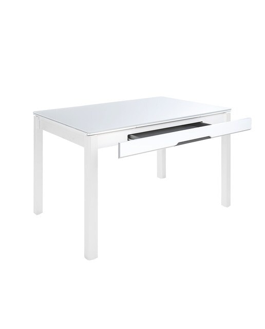 Imagen 3 de Mesa extensible de cristal Freed - Blanco / Blanco 100 cm Blanco / Blanco