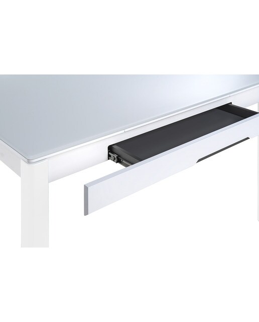 Imagen 5 de Mesa extensible de cristal Freed - Blanco / Blanco 100 cm Blanco / Blanco