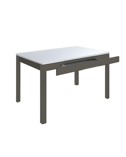 Imagen 3 de Mesa extensible de cristal Freed - Blanco / Topo 100 cm Blanco / Topo
