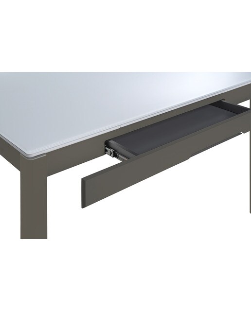 Imagen 5 de Mesa extensible de cristal Freed - Blanco / Topo 100 cm Blanco / Topo