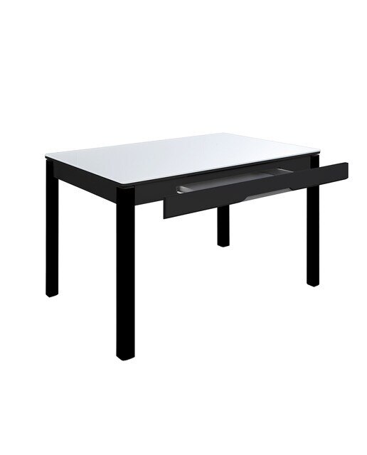 Imagen 3 de Mesa extensible de cristal Freed - Blanco / Negro 100 cm Blanco / Negro