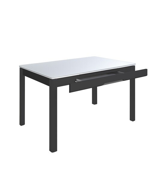 Mesa extensible de cristal Freed - Blanco / Grafito 100 cm Blanco / Grafito-3