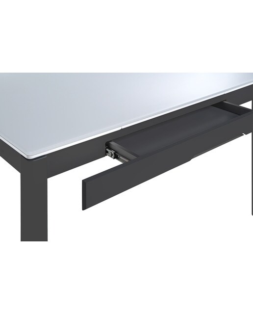 Mesa extensible de cristal Freed - Blanco / Grafito 100 cm Blanco / Grafito-5