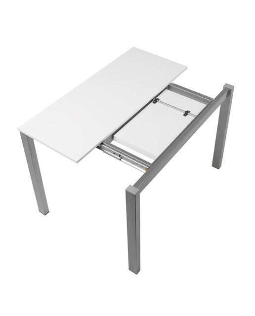 Imagen 5 de Mesa extensible con superficie laminada Ginger - Blanco / Aluminio 100 cm Blanco / Aluminio