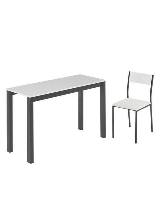 Imagen 6 de Mesa extensible con superficie laminada Ginger - Blanco / Antracita 100 cm Blanco / Antracita