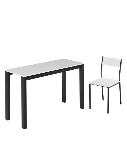 Mesa extensible con superficie laminada Ginger - Blanco / Negro 100 cm Blanco / Negro-6