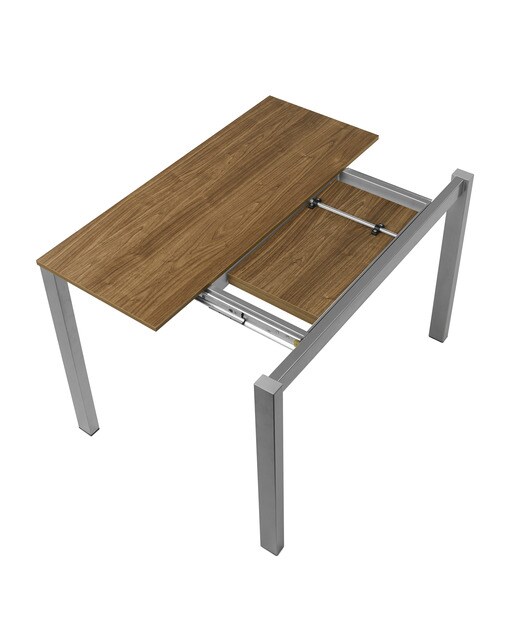 Mesa extensible con superficie laminada Ginger - Nogal / Aluminio 100 cm Nogal / Aluminio-5