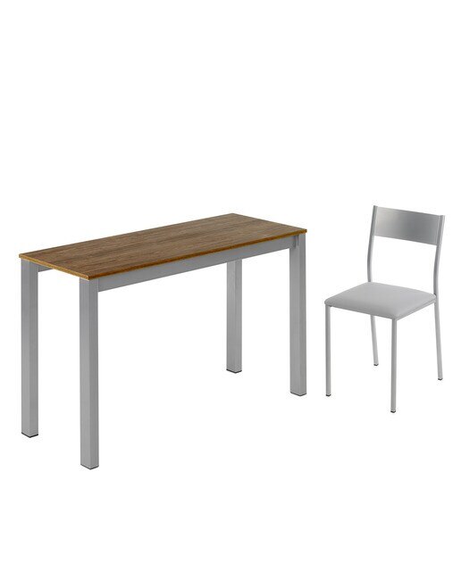 Mesa extensible con superficie laminada Ginger - Nogal / Aluminio 100 cm Nogal / Aluminio-6