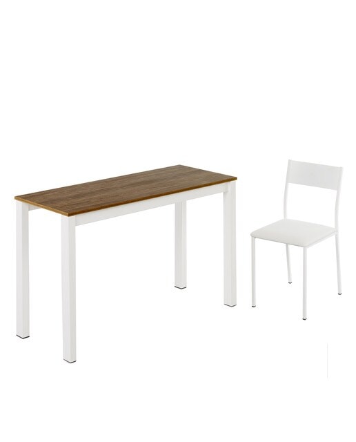 Mesa extensible con superficie laminada Ginger - Nogal / Blanco 100 cm Nogal / Blanco-6