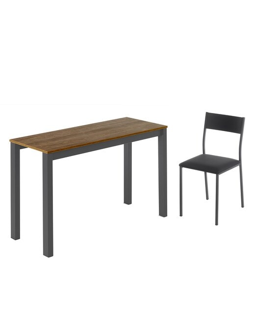 Mesa extensible con superficie laminada Ginger - Nogal / Antracita 100 cm Nogal / Antracita-6