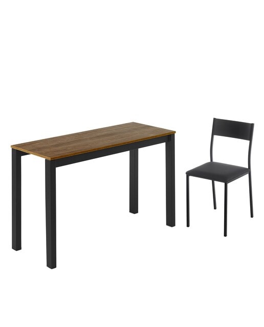Mesa extensible con superficie laminada Ginger - Nogal / Negro 100 cm Nogal / Negro-6