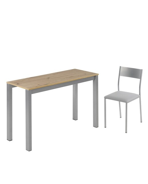 Mesa extensible con superficie laminada Ginger - Roble / Aluminio 100 cm Roble / Aluminio-6