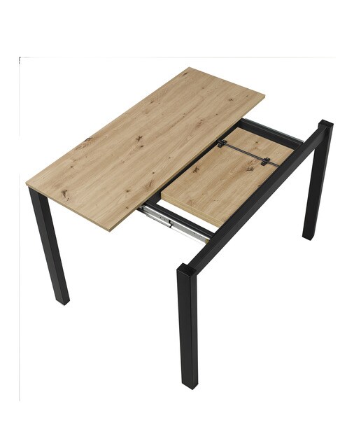 Mesa extensible con superficie laminada Ginger - Roble / Negro 100 cm Roble / Negro-5