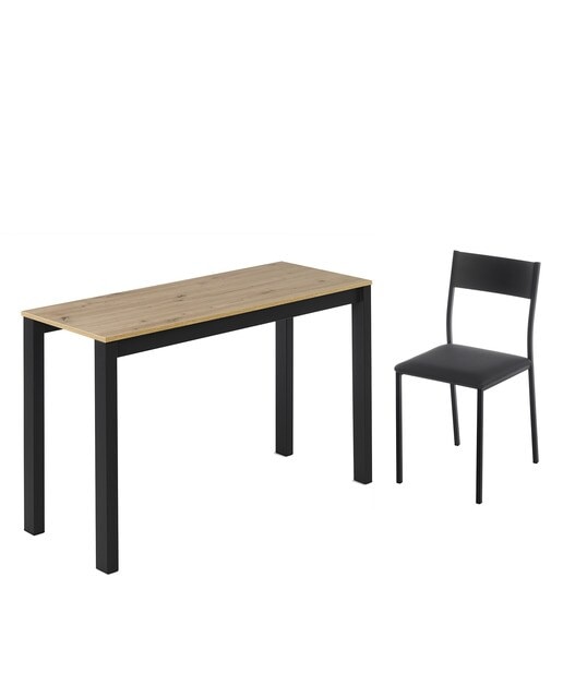 Mesa extensible con superficie laminada Ginger - Roble / Negro 100 cm Roble / Negro-6