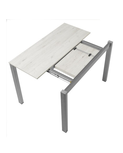 Mesa extensible con superficie laminada Ginger - Roble blanco / Aluminio 100 cm Roble blanco / Aluminio-5