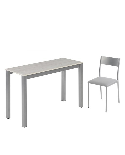 Mesa extensible con superficie laminada Ginger - Roble blanco / Aluminio 100 cm Roble blanco / Aluminio-6