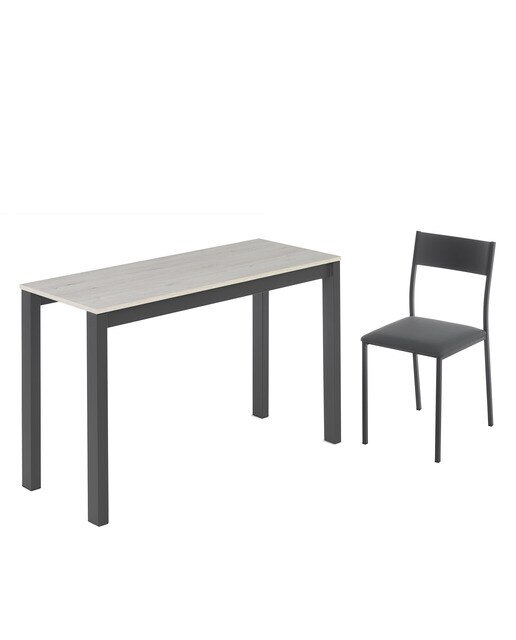 Mesa extensible con superficie laminada Ginger - Roble blanco / Antracita 100 cm Roble blanco / Antracita-6