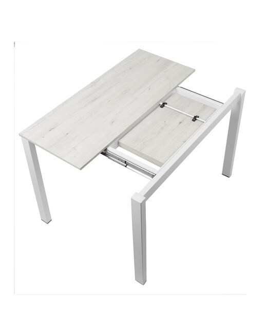 Mesa extensible con superficie laminada Ginger - Roble blanco / Blanco 100 cm Roble blanco / Blanco-5