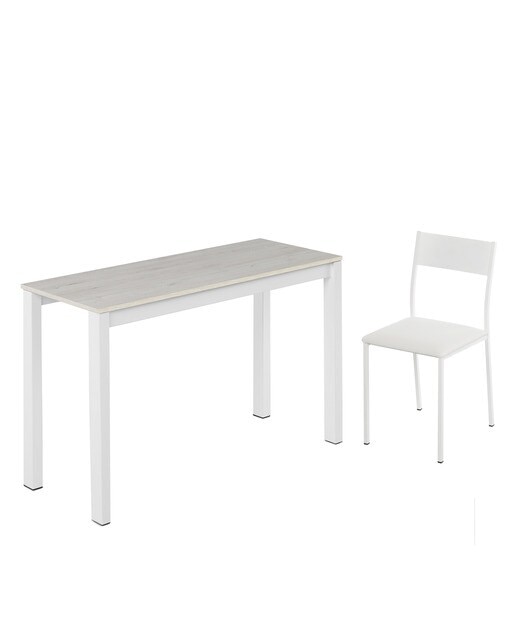 Mesa extensible con superficie laminada Ginger - Roble blanco / Blanco 100 cm Roble blanco / Blanco-6