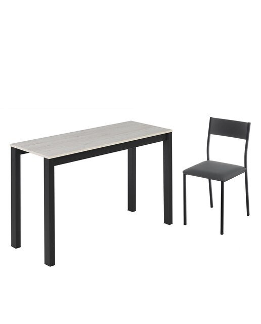 Imagen 6 de Mesa extensible con superficie laminada Ginger - Roble blanco / Negro 100 cm Roble blanco / Negro