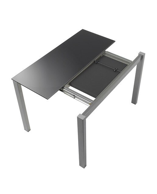 Mesa extensible de cristal Ginger - Antracita / Aluminio 100 cm Antracita / Aluminio-5