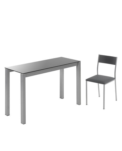 Mesa extensible de cristal Ginger - Antracita / Aluminio 100 cm Antracita / Aluminio-6