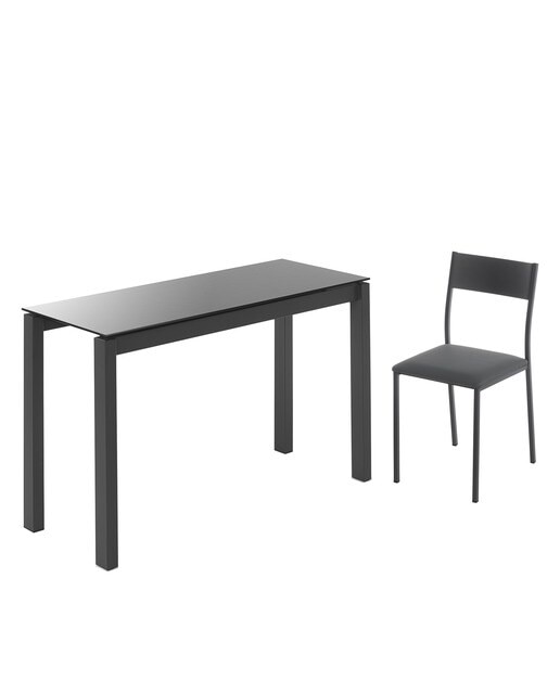 Mesa extensible de cristal Ginger - Antracita / Antracita 100 cm Antracita / Antracita-6