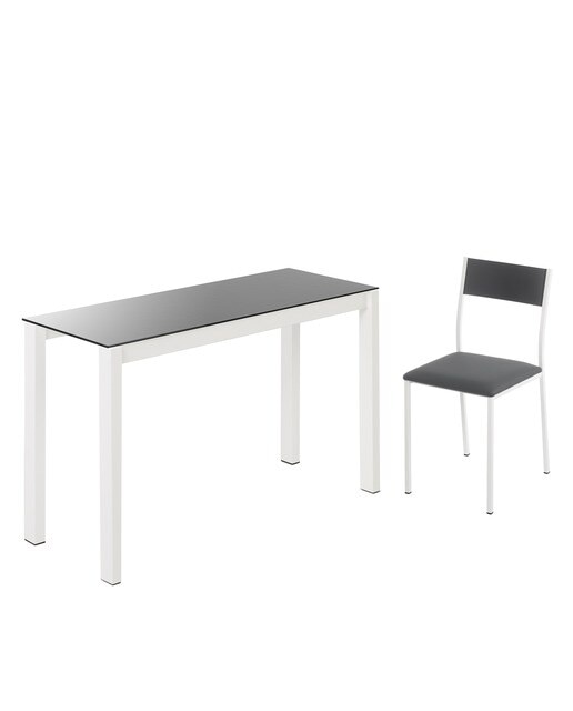 Mesa extensible de cristal Ginger - Antracita / Blanco 100 cm Antracita / Blanco-6