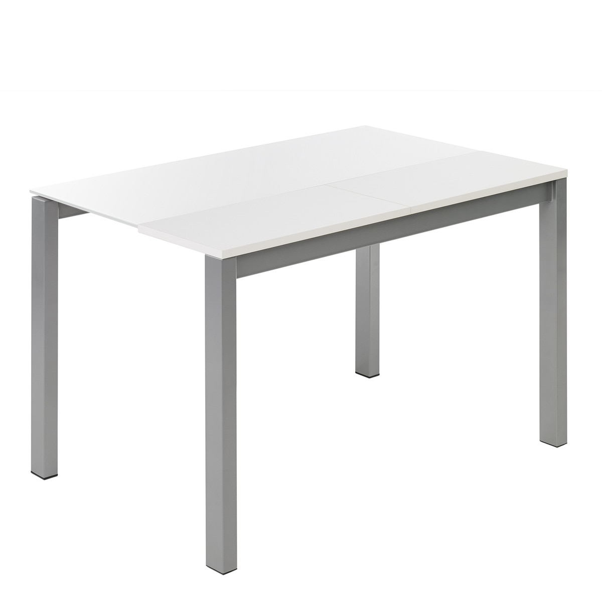 Mesa extensible de cristal Ginger - Blanco / Aluminio 100 cm Blanco / Aluminio-1