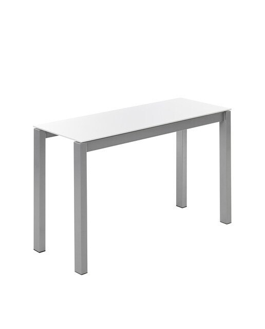 Mesa extensible de cristal Ginger - Blanco / Aluminio 100 cm Blanco / Aluminio-2