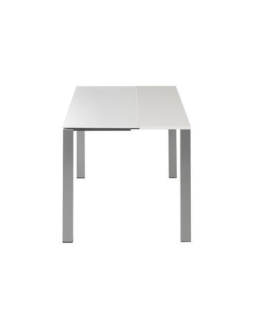 Mesa extensible de cristal Ginger - Blanco / Aluminio 100 cm Blanco / Aluminio-3