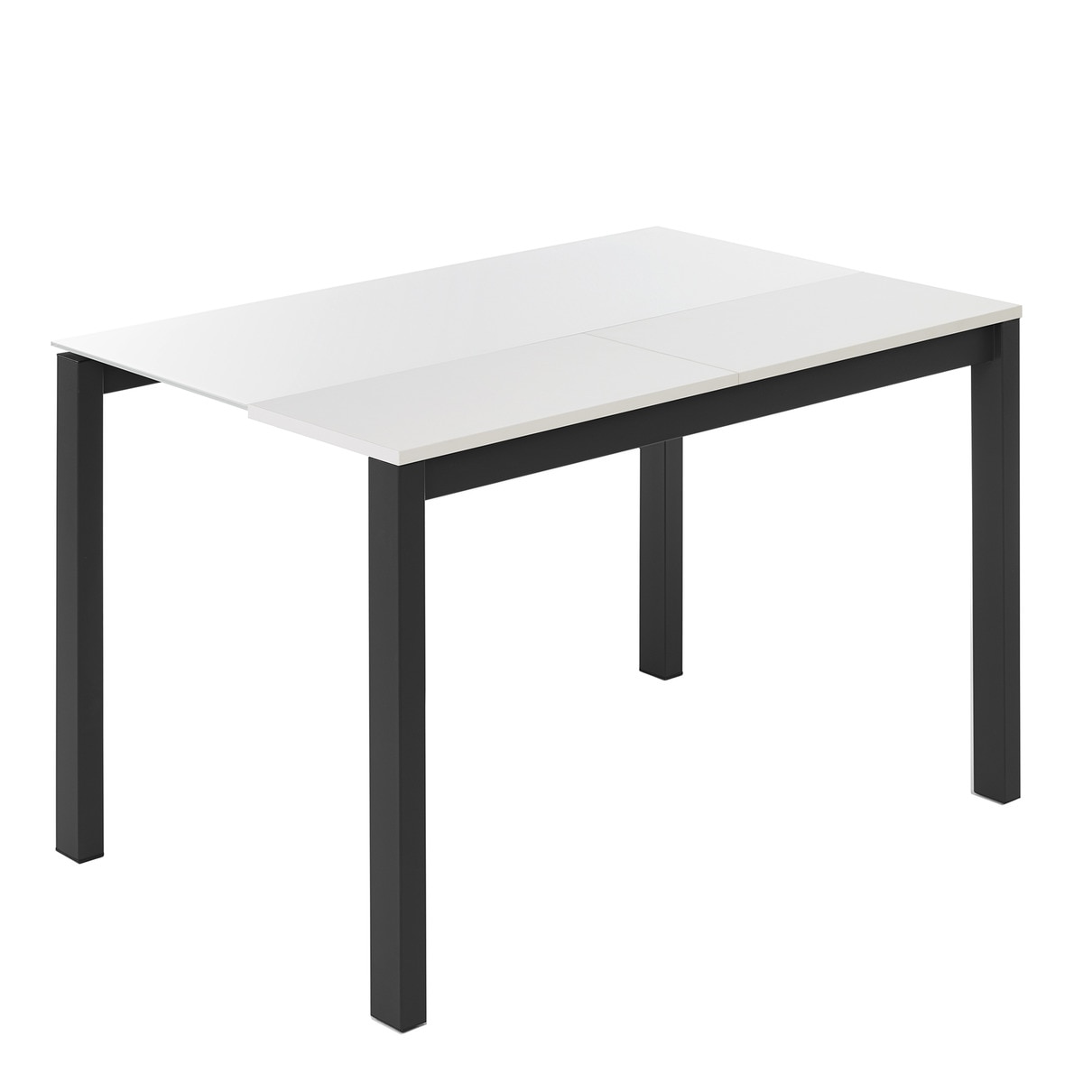Mesa extensible de cristal Ginger - Blanco / Negro 100 cm Blanco / Negro-1